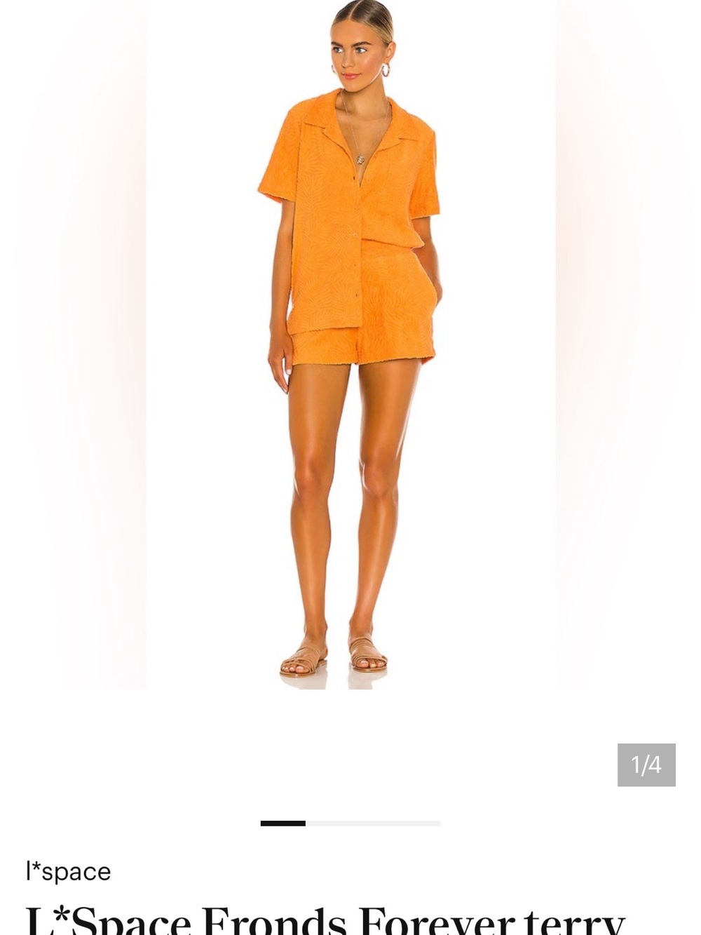 l*space Orange Terry Two-Piece Lounge Set